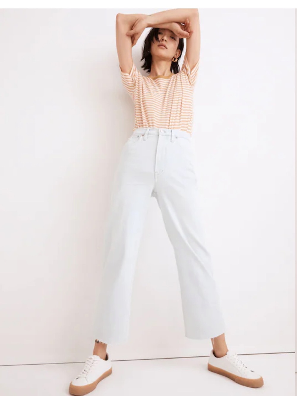 Madewell Perfect Vintage wide leg crop raw hem jeans Bosworth wash